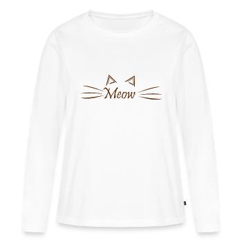 Cat Katze - Frauen Premium Bio Langarmshirt - Weiß - Vorne - Julia (174cm)