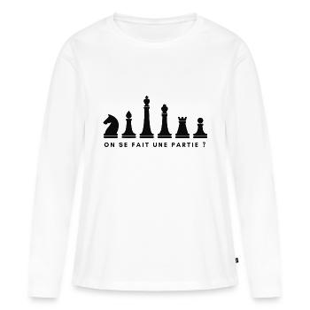 jeu d'échecs partie cadeau tee shirt mug - T-shirt manches longues Premium bio Femme - blanc - Devant - Julia (174cm)