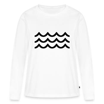 Vague symbole 3 vagues - T-shirt manches longues Premium bio Femme - blanc - Devant - Julia (174cm)