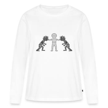 Résolution de conflit - T-shirt manches longues Premium bio Femme - blanc - Devant - Julia (174cm)