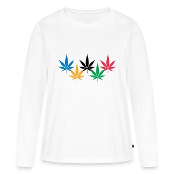 Hanfblatt - Frauen Premium Bio Langarmshirt - Weiß - Vorne - Julia (174cm)