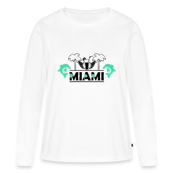 Miami - T-shirt manches longues Premium bio Femme - blanc - Devant - Julia (174cm)