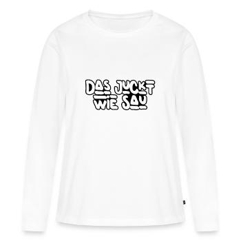 Das juckt - Frauen Premium Bio Langarmshirt - Weiß - Vorne - Julia (174cm)