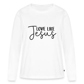 Aimer comme Jésus - T-shirt manches longues Premium bio Femme - blanc - Devant - Julia (174cm)
