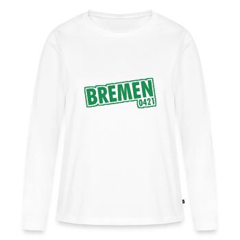 Brême - 0421 - Indicatif régional - T-shirt manches longues Premium bio Femme - blanc - Devant - Julia (174cm)