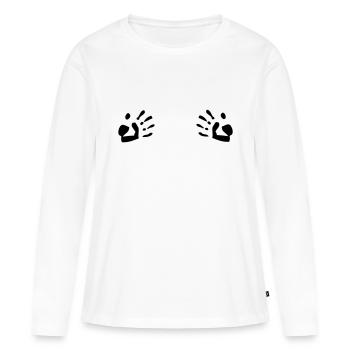 Hände auf der Brust - Frauen Premium Bio Langarmshirt - Weiß - Vorne - Julia (174cm)