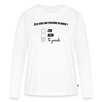 Pas du matin - T-shirt manches longues Premium bio Femme - blanc - Devant - Julia (174cm)