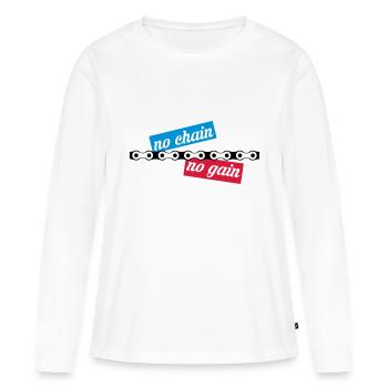 no chain no gain - T-shirt manches longues Premium bio Femme - blanc - Devant - Julia (174cm)