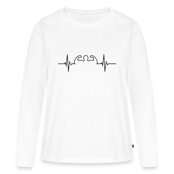 Pulse - Bodybuilding - Frauen Premium Bio Langarmshirt - Weiß - Vorne - Julia (174cm)