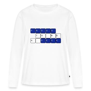 Je suis un geek, je suis un nerd, freak, nerd, - T-shirt manches longues Premium bio Femme - blanc - Devant - Julia (174cm)