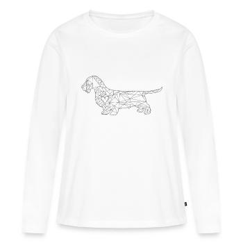 Rauhaardackel black line drawing Dachshund - Women's Premium Organic Long Sleeve Shirt - white - Front - Julia (174cm)