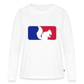 rot blau sport logo schwarz eichhoernchen nagetier - Frauen Premium Bio Langarmshirt - Weiß - Vorne - Julia (174cm)