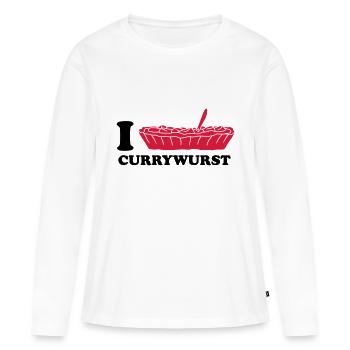 I Love Currywurst - T-shirt manches longues Premium bio Femme - blanc - Devant - Julia (174cm)