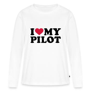 Pilot - Frauen Premium Bio Langarmshirt - Weiß - Vorne - Julia (174cm)