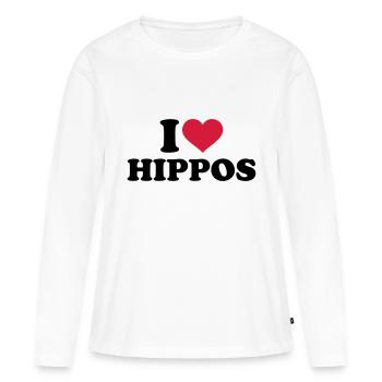 Nilpferd - Frauen Premium Bio Langarmshirt - Weiß - Vorne - Julia (174cm)