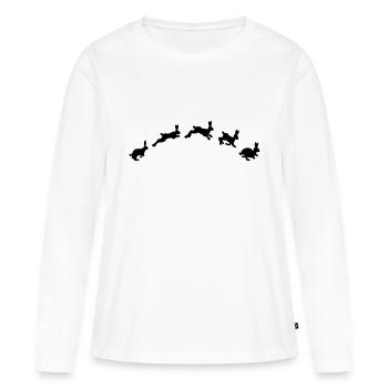 Hasen springen - Frauen Premium Bio Langarmshirt - Weiß - Vorne - Julia (174cm)