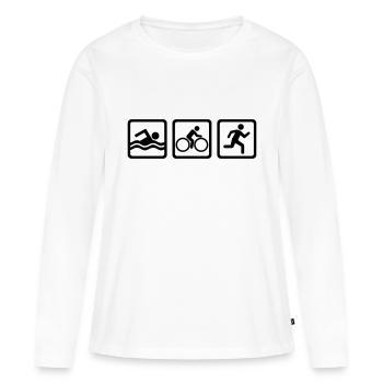 Triathlon - T-shirt manches longues Premium bio Femme - blanc - Devant - Julia (174cm)