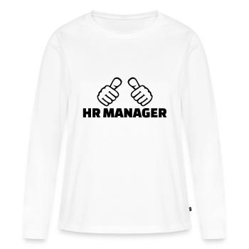 HR Manager - T-shirt manches longues Premium bio Femme - blanc - Devant - Julia (174cm)