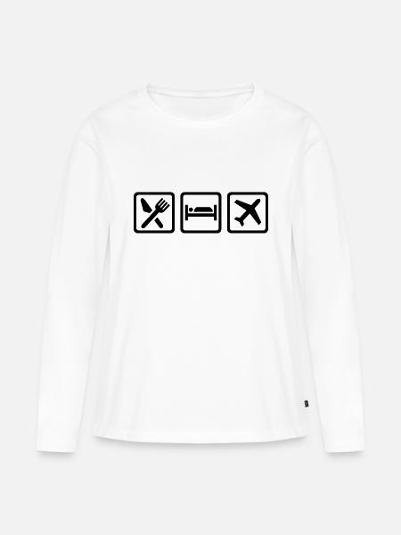 Flugzeug - Frauen Premium Bio Langarmshirt - Weiß