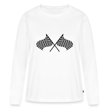 drapeau à damiers - T-shirt manches longues Premium bio Femme - blanc - Devant - Julia (174cm)