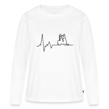 Chariot élévateur Heartbeat Chariot élévateur - T-shirt manches longues Premium bio Femme - blanc - Devant - Julia (174cm)