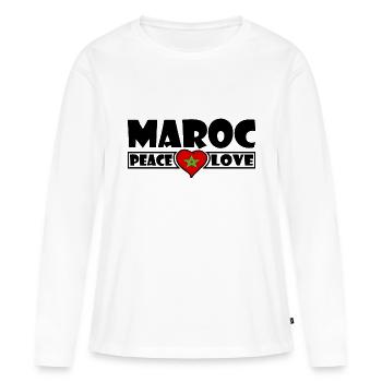 Maroc - T-shirt manches longues Premium bio Femme - blanc - Devant - Julia (174cm)