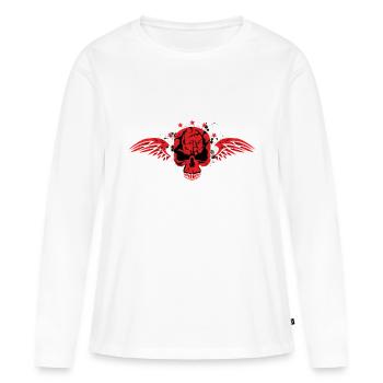 crane skull tete de mort aile etoile - T-shirt manches longues Premium bio Femme - blanc - Devant - Julia (174cm)