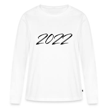 2022 Jahr Jahreszahl Datum Zahl Anno 22 2 0 2 2 - Frauen Premium Bio Langarmshirt - Weiß - Vorne - Julia (174cm)