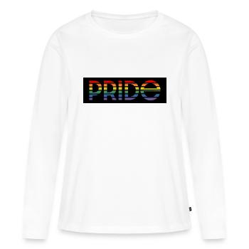 Fond noir arc-en-ciel Pride - T-shirt manches longues Premium bio Femme - blanc - Devant - Julia (174cm)