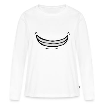 Large sourire comique exubérant - T-shirt manches longues Premium bio Femme - blanc - Devant - Julia (174cm)