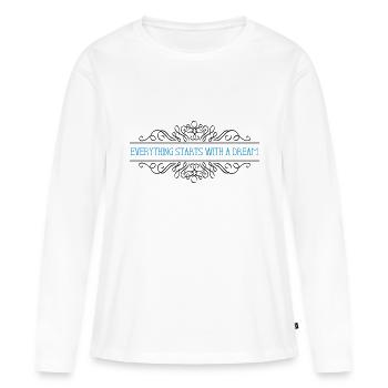 Tout commence par un rêve - T-shirt manches longues Premium bio Femme - blanc - Devant - Julia (174cm)