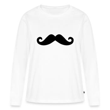 Moustache - T-shirt manches longues Premium bio Femme - blanc - Devant - Julia (174cm)