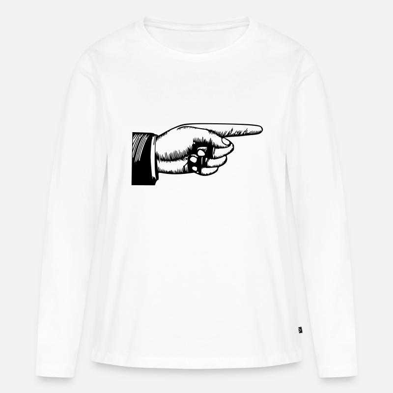 Zeigefinger Hand - Frauen Premium Bio Langarmshirt - Weiß