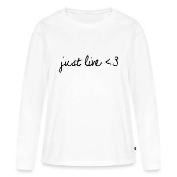 Just Live - T-shirt manches longues Premium bio Femme - blanc - Devant - Julia (174cm)