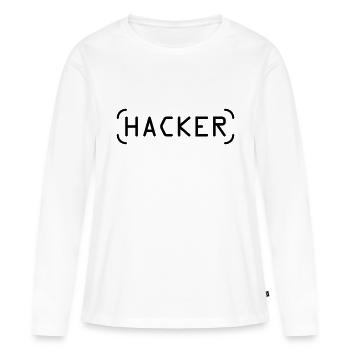 Hacker - Frauen Premium Bio Langarmshirt - Weiß - Vorne - Julia (174cm)