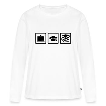 Prof - T-shirt manches longues Premium bio Femme - blanc - Devant - Julia (174cm)