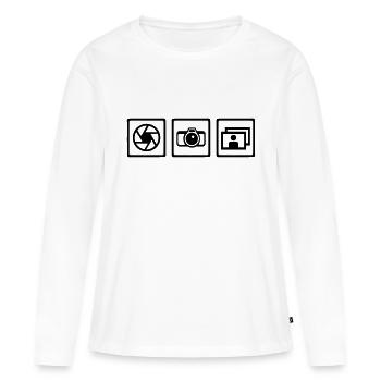 Fotograf - Frauen Premium Bio Langarmshirt - Weiß - Vorne - Julia (174cm)