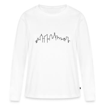 silhouette ligne ville métropole silhouette contour hau - T-shirt manches longues Premium bio Femme - blanc - Devant - Julia (174cm)