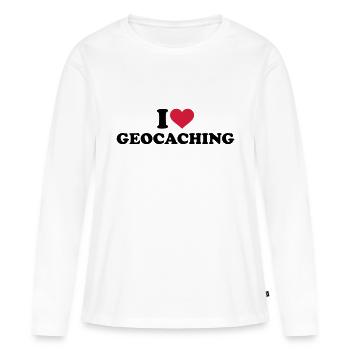 Geocaching - Frauen Premium Bio Langarmshirt - Weiß - Vorne - Julia (174cm)
