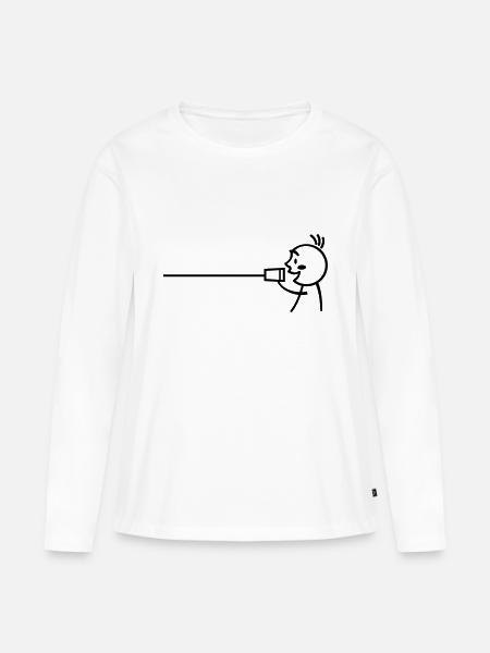 love tin can telephone couple shirt - boy - Frauen Premium Bio Langarmshirt - Weiß