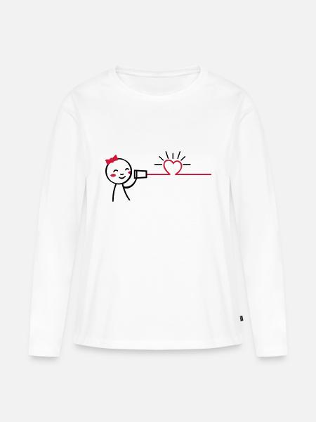 love tin can telephone couple shirt - girl - Frauen Premium Bio Langarmshirt - Weiß