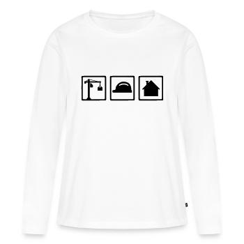 Ouvrier du bâtiment - T-shirt manches longues Premium bio Femme - blanc - Devant - Julia (174cm)