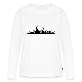 Menschen - Fans Gruppe Jubel - Frauen Premium Bio Langarmshirt - Weiß - Vorne - Julia (174cm)
