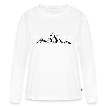 MONTAGNES Paysage Silhouette Panorama - T-shirt manches longues Premium bio Femme - blanc - Devant - Julia (174cm)