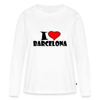 Barcelone - T-shirt manches longues Premium bio Femme - blanc - Devant - Julia (174cm)