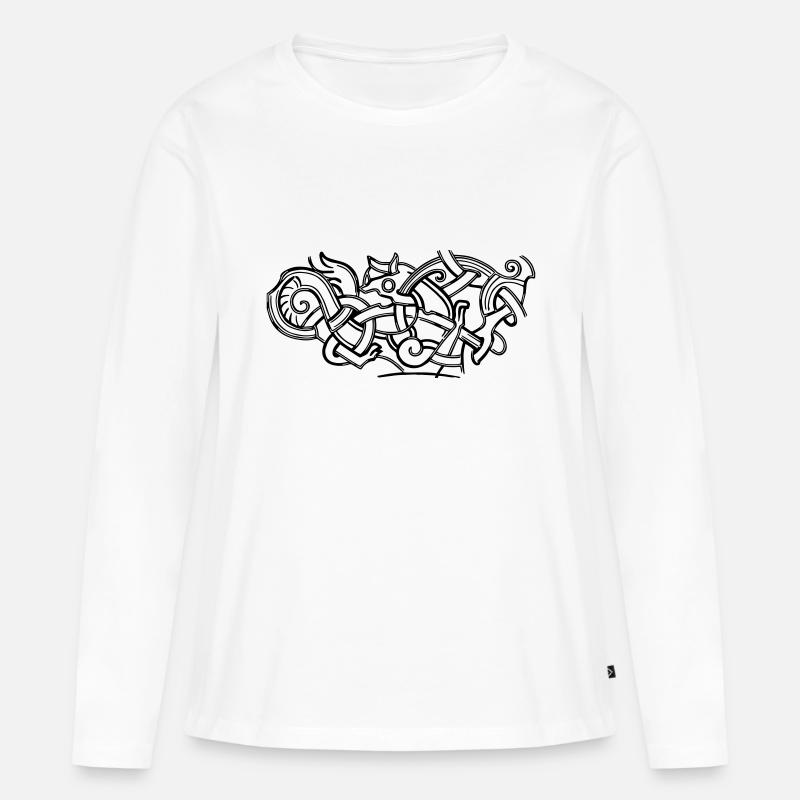 ancient celtic symbol drawing printdesign - Frauen Premium Bio Langarmshirt - Weiß