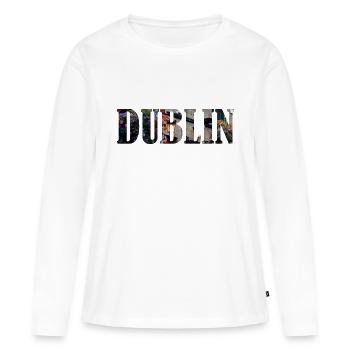 Lettrage de Dublin avec design de remplissage de photo de la ville - T-shirt manches longues Premium bio Femme - blanc - Devant - Julia (174cm)