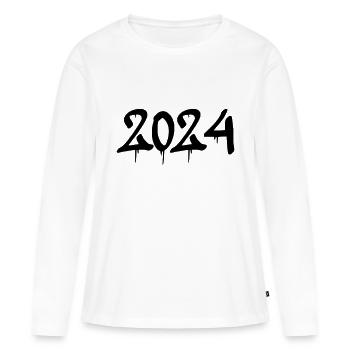 2024 - T-shirt manches longues Premium bio Femme - blanc - Devant - Julia (174cm)