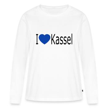 J’adore Kassel - T-shirt manches longues Premium bio Femme - blanc - Devant - Julia (174cm)