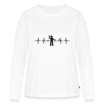 Heartbeat - Ivrognes avec de la bière - The Drunkard - T-shirt manches longues Premium bio Femme - blanc - Devant - Julia (174cm)